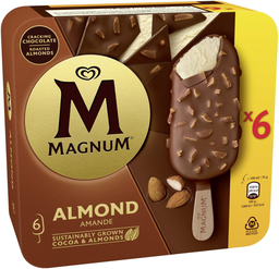 MAGNUM Bâtonnets glacés aux amandes x6 450g
