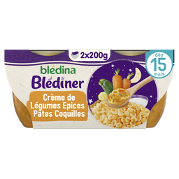 BLÉDINA BLEDINER Bol légumes épices et pâtes coquilles dès 15 mois 2x200g