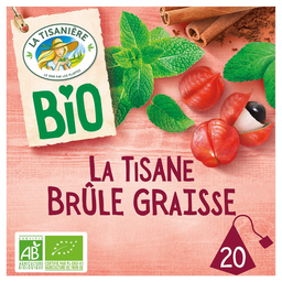 LA TISANIERE Infusión Bio Quemagrasa Menta Canela Guaraná 20 bolsitas