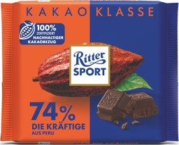 RITTER SPORT kakao klasse 74% die kräftige aus peru 100g
