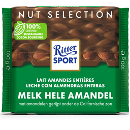 RITTER SPORT chocolat au lait et amandes entières, tablette 100g