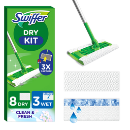 SWIFFER Duster Starter Kit 1 mop 8 dry cloths 3 wet cloths