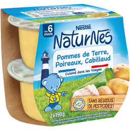 NATURNES Bols puré de patatas puerros y bacalao 2x190g