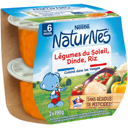 NATURNES Bols verduras del sol pavo y arroz 2 tarros de 190 g