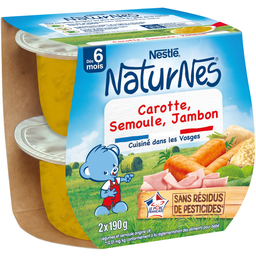 NATURNES Bolsitas Zanahoria sémola jamón 2 pots de 190 g