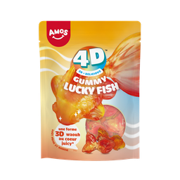 AMOS Gomas sabor manga pêssego peixe 4D Creative 65 g