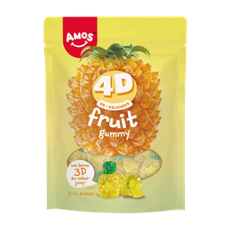 AMOS Gomas de mascar sabor ananás 4D 120 g