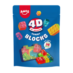 AMOS Gomas sabor a fruta 4D Kids blocks 140 g
