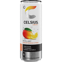CELSIUS Boisson Énergisante Pétillante Saveur Mangue Citron Zéro Sucre