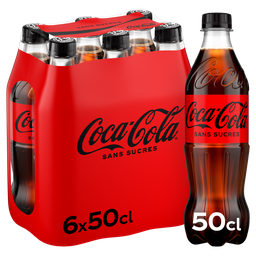Coca-Cola Boisson Gazeuse Aux Extraits Végétaux Sans Sucres Bouteilles 6X50Cl
