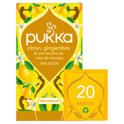 PUKKA Infusão Limão Gengibre e Mel de Manuka 20 saquetas 34 g