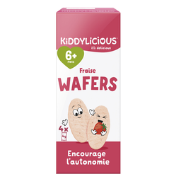 KIDDYLICIOUS Bolachas wafer para bebé sabor morango 16g