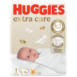 HUGGIES Couches Extra Care Taille 1-2 (26 couches)
