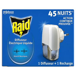 RAID Difusor eléctrico líquido repelente mosquitos 45 noches 32 ml