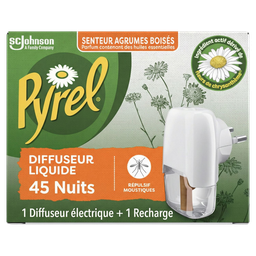 PYREL Difusor líquido elétrico repelente mosquitos citrinos amadeirados 1 difusor + 1 recarga