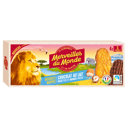 MERVEILLES DU MONDE Biscuits nappés au chocolat au lait, noisettes et amandes 200 g