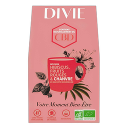 DIVIE Infusion hibiscus fruits rouges et chanvre bio 20 sachets 44g