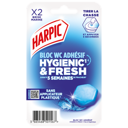 HARPIC Hygienic & Fresh Marine Breeze Adhesive Toilet Block 2 x 1 pack