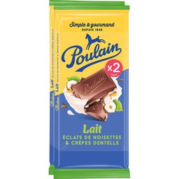 POULAIN Tablete de Chocolate de Leite Avelãs e Crêpes Dentelle 2x95g
