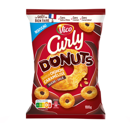 CURLY Biscuits apéritifs donuts oignon caramélisé Vico, sachet 100g