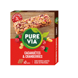 PURE VIA Barritas de Cereales Cacahuetes y Arándanos 35 g