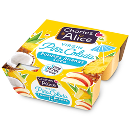 CHARLES & ALICE Dessert Virgin Pina Colada Pomme Ananas Coco Sans Sucres Ajoutés 4x97g