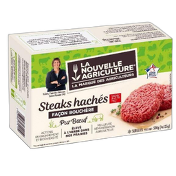 LA NOUVELLE AGRICULTURE Steak haché pur bœuf surgelé façon bouchère 15%mg 4x125g