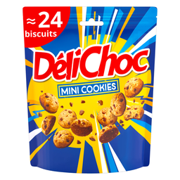 DELICHOC Biscuits mini cookies au chocolat environ 24 biscuits 120 g