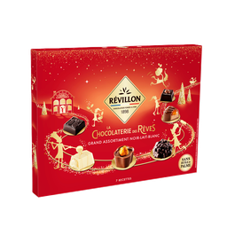 REVILLON CHOCOLATIER Assortiment de chocolats noir 70% au lait et blanc 233g