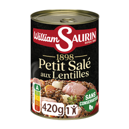 WILLIAM SAURIN Petit salé aux lentilles sans colorant sans exhausteur de goût 1 personne 420 g