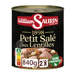 WILLIAM SAURIN Petit salé aux lentilles sans colorant sans exhausteur de goût 2 personnes 840 g