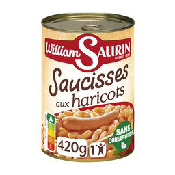 WILLIAM SAURIN Saucisses aux haricots Le plat individuel de 420 g