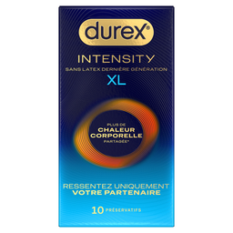 DUREX Préservatifs XL Plus de Chaleur Corporelle Partagée Intensity, la boîte de 10