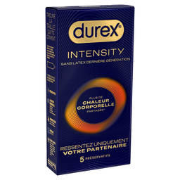 DUREX Préservatifs Intensity Chaleur Corporelle Partagée, la boite de 5 préservatif
