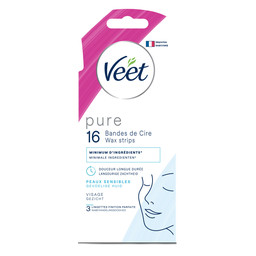 VEET Bandas de cera fría Facial Pieles sensibles 16 bandas