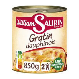 WILLIAM SAURIN Gratin dauphinois la crème fraîche et emmental sans colorant 2 personnes 850 g