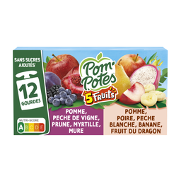 POM'POTES 5-Fruit Compote No Added Sugar 12 x 90 g