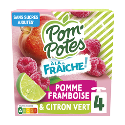 POM'POTES Apple Raspberry Lime Fruit Pouches 4x90g