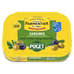PARMENTIER Sardinas enteras en aceite de oliva virgen extra bio Puget MSC 120 g