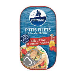 PETIT NAVIRE Mackerel Fillets Extra Virgin Olive Oil & Sun-dried Tomatoes 90 g