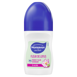 MONSAVON Déodorant bille 0% Alcool 24h Pierre d'alun Fleur de Lotus 50 ml