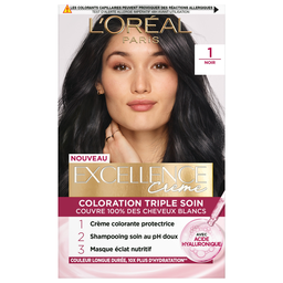 Coloration Permanente 1.0 Noir Acide Hyaluronique Excellence Crème L'OREAL PARIS