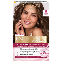 L'OREAL Excellence crème colorante triple soin 5 châtain clair 4 pièces 1 kit