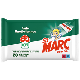 ST MARC Serpillières jetables anti-bactériennes 20 serpillères