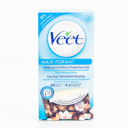 VEET bandes de cire peaux sensibles, bras & jambes: les 40 + 4 lingettes