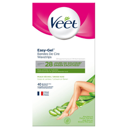 VEET Bandas de cera pele seca, braços e pernas, 40 bandas + 4 toalhitas
