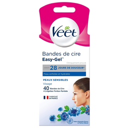 VEET Bandas de cera Precisão Easy Gelwax rosto 40 bandas + 4 toalhitas