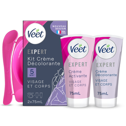 VEET Creme descolorante rosto e corpo expert com óleos minerais 2x75ml