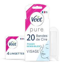 VEET Bandas de cera fría rostro pieles sensibles Easy-Gelwax x20