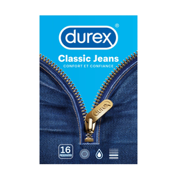 DUREX Préservatifs Lubrifié Confort et Confiance Classic Jeans 16 unités
